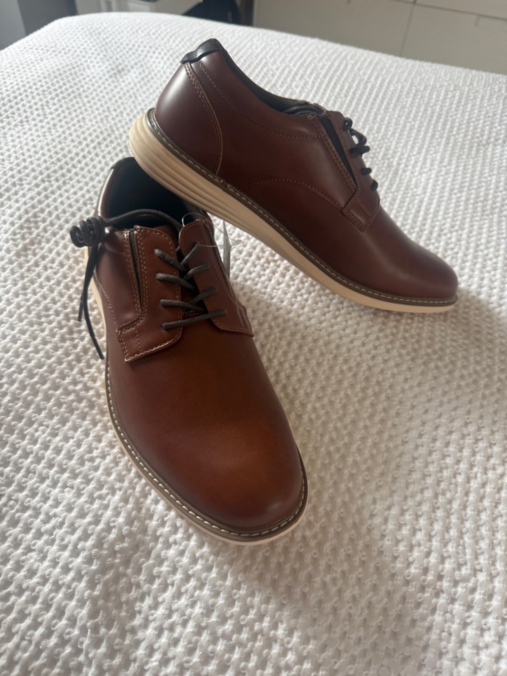 Perry Ellis Men's Brown Leather Shoes Ultra Foam